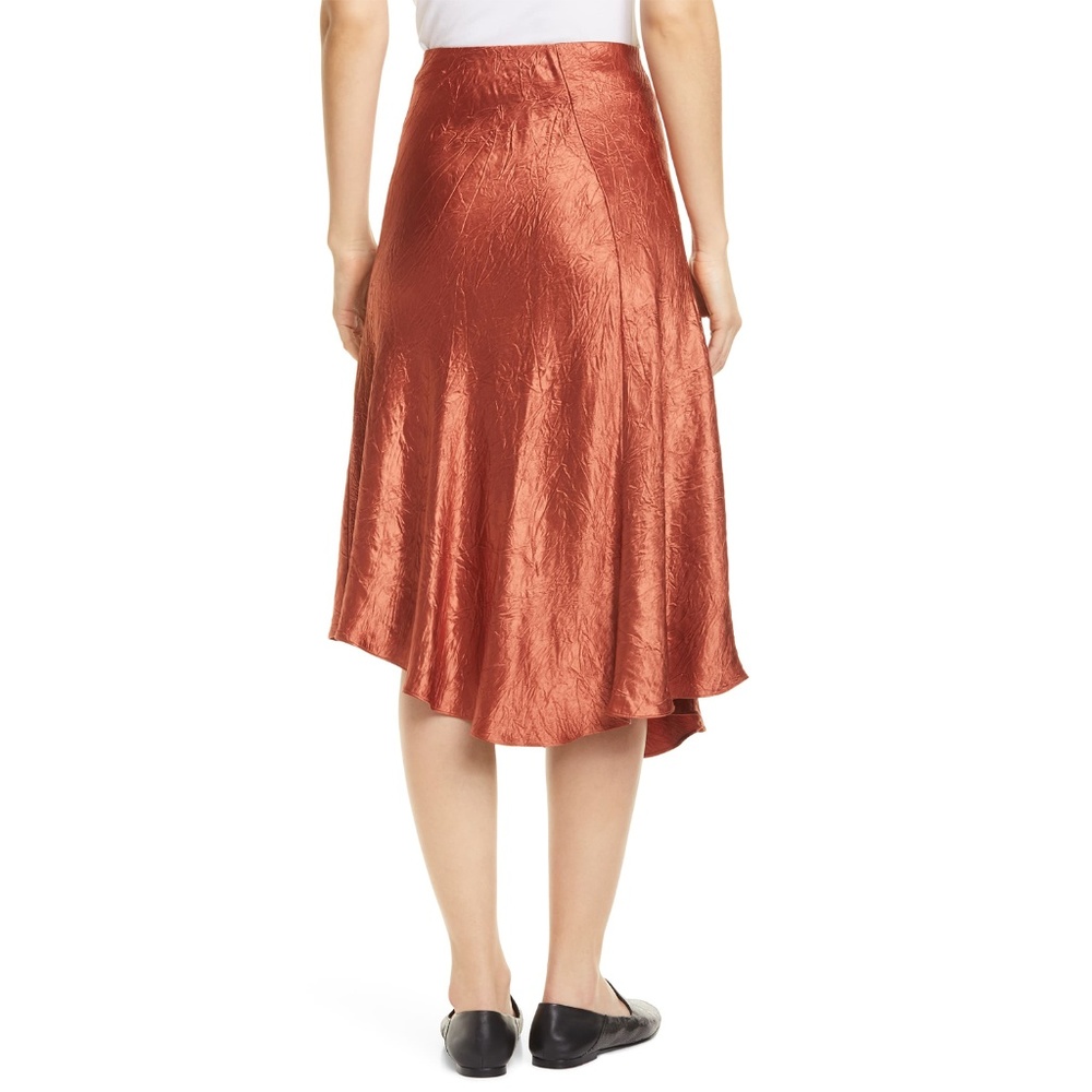 NWT Vince Bias Cut Crinkled Satin Midi Skirt Small - Picture 3 of 8